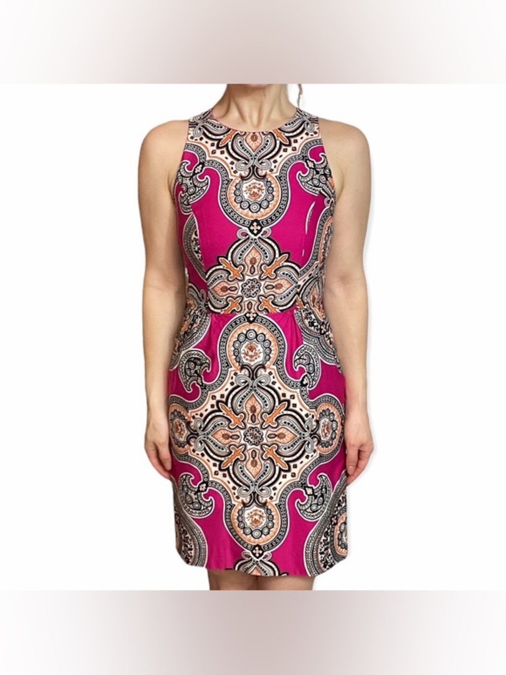 Moulinette Soeurs Anthropologie Geidi Paisley Print Sheath Dress Pink summer - Picture 5 of 5